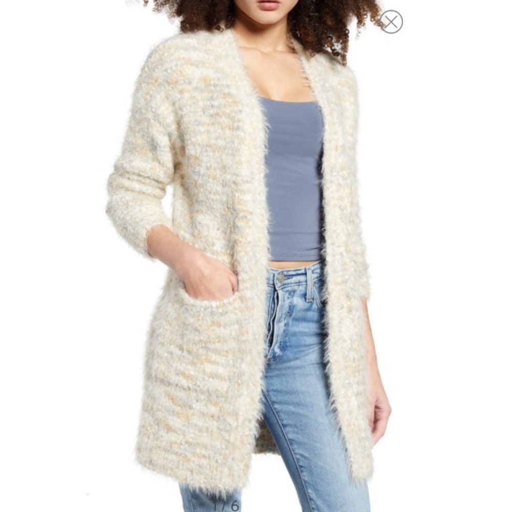 All In Favor Space Dye Fuzzy Cardigan NWT
